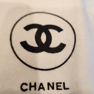 Chanel Printed White and Black Logo Fabric/felt Duster Bag For Handbag